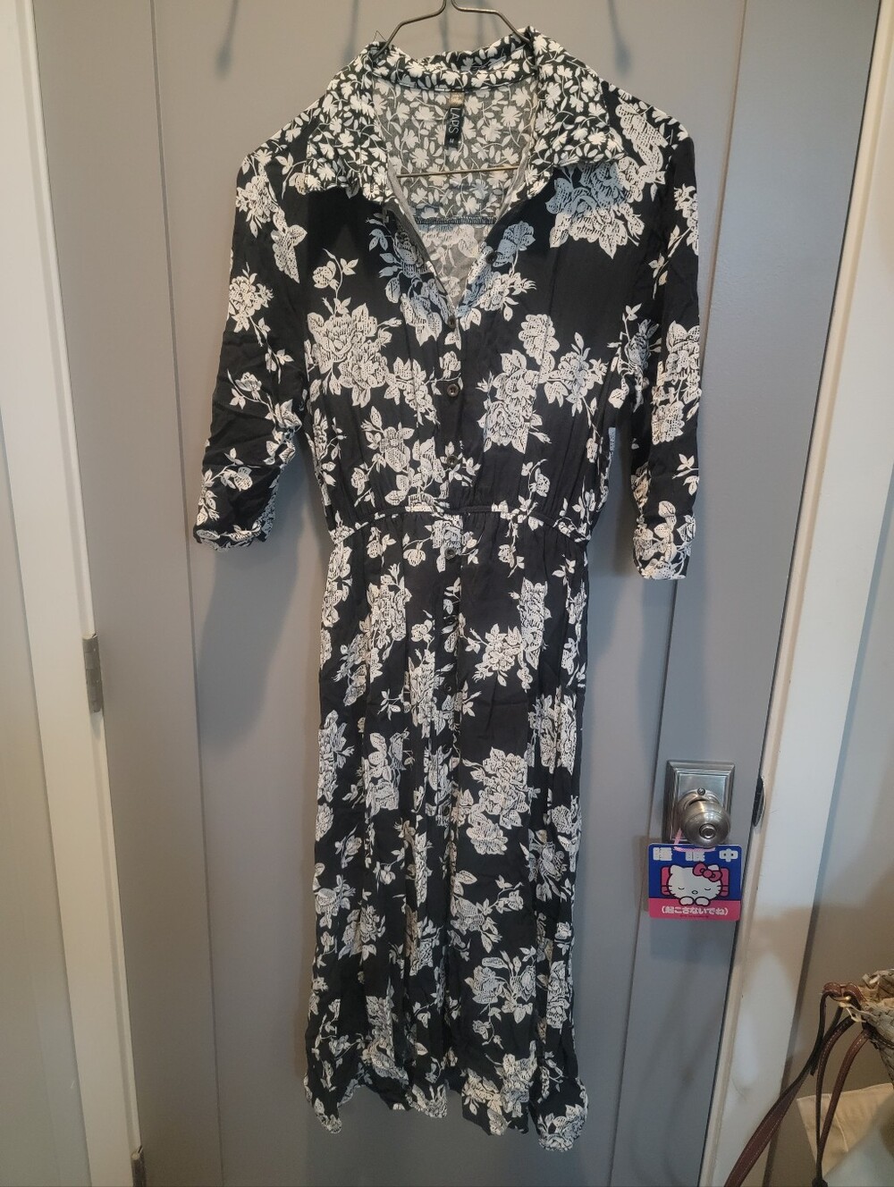 Lapis Black & White Floral Shirt Dress